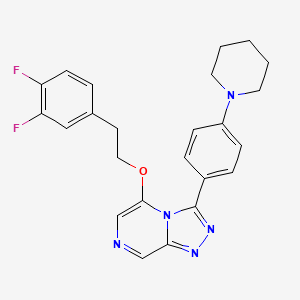 molecular formula C24H23F2N5O B10798257 5-[2-(3,4-Difluorophenyl)ethoxy]-3-(4-piperidin-1-ylphenyl)-[1,2,4]triazolo[4,3-a]pyrazine 