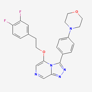 molecular formula C23H21F2N5O2 B10798260 4-[4-[5-[2-(3,4-Difluorophenyl)ethoxy]-[1,2,4]triazolo[4,3-a]pyrazin-3-yl]phenyl]morpholine 