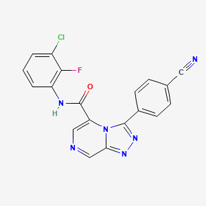 molecular formula C19H10ClFN6O B10798349 N-(3-chloro-2-fluorophenyl)-3-(4-cyanophenyl)-[1,2,4]triazolo[4,3-a]pyrazine-5-carboxamide 