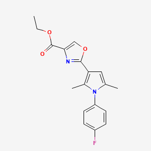 molecular formula C18H17FN2O3 B10798397 Ethyl 2-[1-(4-fluorophenyl)-2,5-dimethylpyrrol-3-yl]-1,3-oxazole-4-carboxylate 