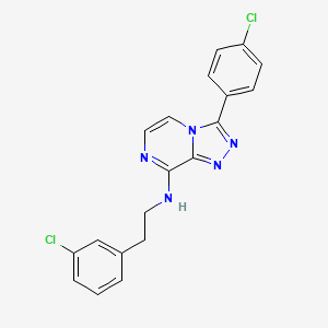 molecular formula C19H15Cl2N5 B10798450 3-(4-chlorophenyl)-N-[2-(3-chlorophenyl)ethyl]-[1,2,4]triazolo[4,3-a]pyrazin-8-amine 