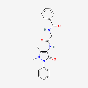 molecular formula C20H20N4O3 B10798477 Benzamide, N-((antipyrinylcarbamoyl)methyl)- CAS No. 81216-96-8