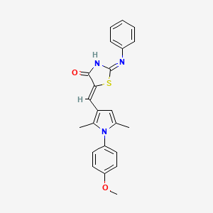 molecular formula C23H21N3O2S B10798488 (5Z)-5-[[1-(4-methoxyphenyl)-2,5-dimethylpyrrol-3-yl]methylidene]-2-phenylimino-1,3-thiazolidin-4-one 