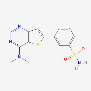 molecular formula C14H14N4O2S2 B10798496 3-[4-(Dimethylamino)thieno[3,2-d]pyrimidin-6-yl]benzenesulfonamide 