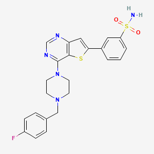 3-[4-[4-[(4-Fluorophenyl)methyl]piperazin-1-yl]thieno[3,2-d]pyrimidin-6-yl]benzenesulfonamide