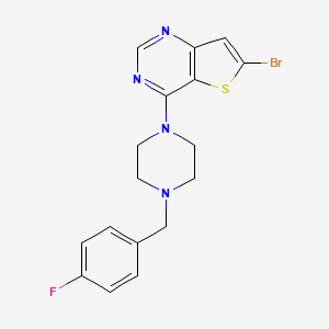 molecular formula C17H16BrFN4S B10798530 6-Bromo-4-[4-[(4-fluorophenyl)methyl]piperazin-1-yl]thieno[3,2-d]pyrimidine 