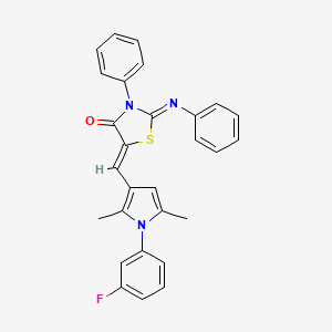 molecular formula C28H22FN3OS B10798567 (5Z)-5-[[1-(3-fluorophenyl)-2,5-dimethylpyrrol-3-yl]methylidene]-3-phenyl-2-phenylimino-1,3-thiazolidin-4-one 