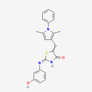 molecular formula C22H19N3O2S B10798600 5-[(2,5-Dimethyl-1-phenylpyrrol-3-yl)methylidene]-2-(3-hydroxyphenyl)imino-1,3-thiazolidin-4-one 