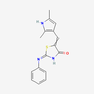 molecular formula C16H15N3OS B10798627 5-[(2,5-dimethyl-1H-pyrrol-3-yl)methylidene]-2-phenylimino-1,3-thiazolidin-4-one 