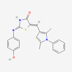 molecular formula C22H19N3O2S B10798647 (5Z)-5-[(2,5-dimethyl-1-phenylpyrrol-3-yl)methylidene]-2-(4-hydroxyphenyl)imino-1,3-thiazolidin-4-one 