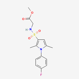 molecular formula C15H17FN2O4S B10798686 Methyl 2-[[1-(4-fluorophenyl)-2,5-dimethylpyrrol-3-yl]sulfonylamino]acetate 