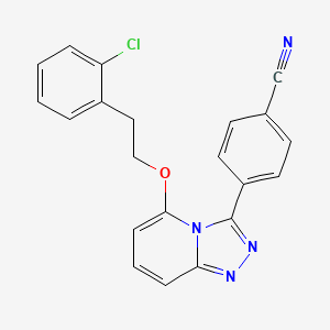 molecular formula C21H15ClN4O B10798696 4-[5-[2-(2-Chlorophenyl)ethoxy]-[1,2,4]triazolo[4,3-a]pyridin-3-yl]benzonitrile 