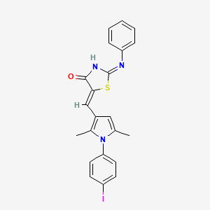 molecular formula C22H18IN3OS B10798702 (5Z)-5-[[1-(4-iodophenyl)-2,5-dimethylpyrrol-3-yl]methylidene]-2-phenylimino-1,3-thiazolidin-4-one 