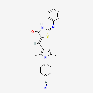 4-[2,5-dimethyl-3-[(Z)-(4-oxo-2-phenylimino-1,3-thiazolidin-5-ylidene)methyl]pyrrol-1-yl]benzonitrile