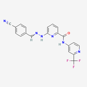 6-[2-[(4-cyanophenyl)methylidene]hydrazinyl]-N-[2-(trifluoromethyl)pyridin-4-yl]pyridine-2-carboxamide