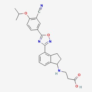 molecular formula C24H24N4O4 B10798734 3-((4-(5-(3-Cyano-4-isopropoxyphenyl)-1,2,4-oxadiazol-3-yl)-2,3-dihydro-1H-inden-1-yl)amino)propanoic acid 