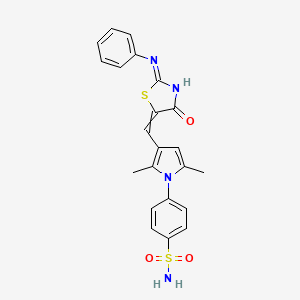 molecular formula C22H20N4O3S2 B10798754 4-[3-[(2-Anilino-4-oxo-5-thiazolylidene)methyl]-2,5-dimethyl-1-pyrrolyl]benzenesulfonamide 