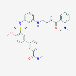 2-(dimethylamino)-N-[2-[3-[[5-[3-(dimethylcarbamoyl)phenyl]-2-methoxyphenyl]sulfonylamino]anilino]ethyl]benzamide