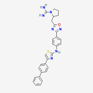 2-[[3-[4-[[4-(4-Phenylphenyl)-1,3-thiazol-2-yl]amino]phenyl]-1,2,4-oxadiazol-5-yl]methyl]pyrrolidine-1-carboximidamide