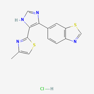 molecular formula C14H11ClN4S2 B10798862 6-(4-(4-Methylthiazol-2-yl)-1H-imidazol-5-yl)benzo[d]thiazole hydrochloride 