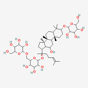 molecular formula C48H82O18 B10799012 2-(hydroxymethyl)-6-[[3,4,5-trihydroxy-6-[(2S)-2-[(8R,10R,14R)-12-hydroxy-4,4,8,10,14-pentamethyl-3-[3,4,5-trihydroxy-6-(hydroxymethyl)oxan-2-yl]oxy-2,3,5,6,7,9,11,12,13,15,16,17-dodecahydro-1H-cyclopenta[a]phenanthren-17-yl]-6-methylhept-5-en-2-yl]oxyoxan-2-yl]methoxy]oxane-3,4,5-triol 