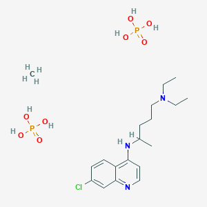 molecular formula C19H36ClN3O8P2 B10799080 4-N-(7-chloroquinolin-4-yl)-1-N,1-N-diethylpentane-1,4-diamine;methane;phosphoric acid 