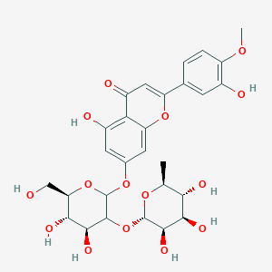 molecular formula C28H32O15 B10799095 7-[(4S,5S,6R)-4,5-dihydroxy-6-(hydroxymethyl)-3-[(2S,3R,4R,5R,6S)-3,4,5-trihydroxy-6-methyloxan-2-yl]oxyoxan-2-yl]oxy-5-hydroxy-2-(3-hydroxy-4-methoxyphenyl)chromen-4-one 