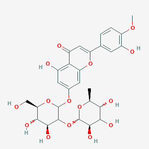 molecular formula C28H32O15 B10799232 7-[(4S,5S,6R)-4,5-dihydroxy-6-(hydroxymethyl)-3-[(2S,3R,5R,6S)-3,4,5-trihydroxy-6-methyloxan-2-yl]oxyoxan-2-yl]oxy-5-hydroxy-2-(3-hydroxy-4-methoxyphenyl)chromen-4-one 