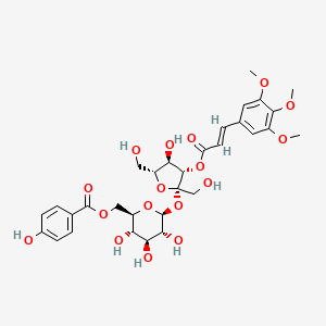 molecular formula C31H38O17 B10799240 [(2R,3S,4S,5R,6S)-3,4,5-trihydroxy-6-[(2S,3S,4R,5R)-4-hydroxy-2,5-bis(hydroxymethyl)-3-[(E)-3-(3,4,5-trimethoxyphenyl)prop-2-enoyl]oxyoxolan-2-yl]oxyoxan-2-yl]methyl 4-hydroxybenzoate 