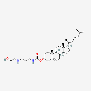 molecular formula C33H58N2O3 B10799348 [(3S,8S,9S,10R,13R,14S,17R)-10,13-dimethyl-17-[(2R)-6-methylheptan-2-yl]-2,3,4,7,8,9,11,12,14,15,16,17-dodecahydro-1H-cyclopenta[a]phenanthren-3-yl] N-[3-(2-hydroxyethylamino)propyl]carbamate 