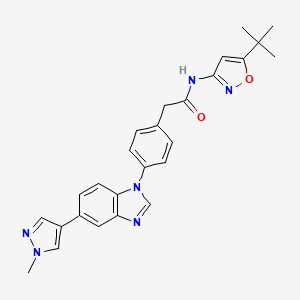 N-(5-tert-butyl-1,2-oxazol-3-yl)-2-[4-[5-(1-methylpyrazol-4-yl)benzimidazol-1-yl]phenyl]acetamide