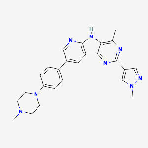 6-Methyl-12-[4-(4-methylpiperazin-1-yl)phenyl]-4-(1-methylpyrazol-4-yl)-3,5,8,10-tetrazatricyclo[7.4.0.02,7]trideca-1(9),2,4,6,10,12-hexaene