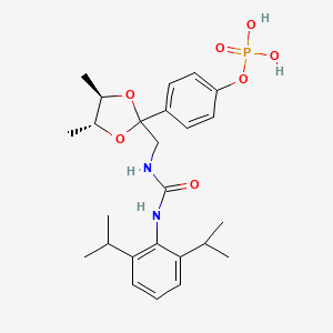 molecular formula C25H35N2O7P B10799444 [4-[(4R,5R)-2-[[[2,6-di(propan-2-yl)phenyl]carbamoylamino]methyl]-4,5-dimethyl-1,3-dioxolan-2-yl]phenyl] dihydrogen phosphate 