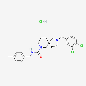 molecular formula C24H30Cl3N3O B10799446 (5R)-2-[(3,4-dichlorophenyl)methyl]-N-[(4-methylphenyl)methyl]-2,7-diazaspiro[4.5]decane-7-carboxamide;hydrochloride 