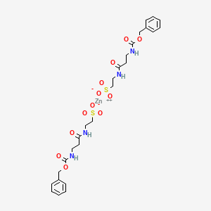 molecular formula C26H34N4O12S2Zn B10799495 Zinc carbobenzoxy-beta-alanyltaurinate CAS No. 648922-41-2