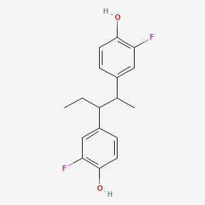 molecular formula C17H18F2O2 B10799512 2-Fluoro-4-[3-(3-fluoro-4-hydroxyphenyl)pentan-2-yl]phenol 