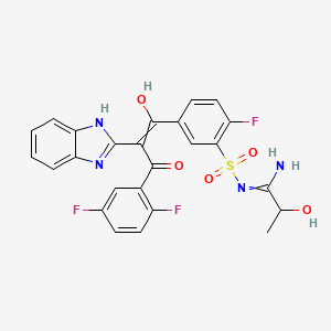 N'-[5-[2-(1H-benzimidazol-2-yl)-3-(2,5-difluorophenyl)-1-hydroxy-3-oxoprop-1-enyl]-2-fluorophenyl]sulfonyl-2-hydroxypropanimidamide