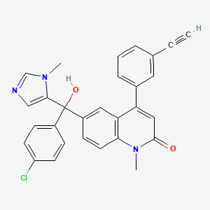 molecular formula C29H22ClN3O2 B10799532 6-[(4-chlorophenyl)-hydroxy-(3-methylimidazol-4-yl)methyl]-4-(3-ethynylphenyl)-1-methylquinolin-2-one 