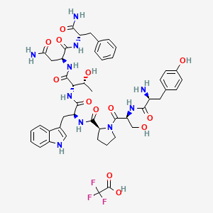 (2S)-2-[[(2S,3R)-2-[[(2S)-2-[[(2S)-1-[(2S)-2-[[(2S)-2-amino-3-(4-hydroxyphenyl)propanoyl]amino]-3-hydroxypropanoyl]pyrrolidine-2-carbonyl]amino]-3-(1H-indol-3-yl)propanoyl]amino]-3-hydroxybutanoyl]amino]-N-[(2S)-1-amino-1-oxo-3-phenylpropan-2-yl]butanediamide;2,2,2-trifluoroacetic acid