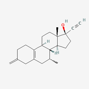 molecular formula C22H30O B10799563 (7R,8R,9S,13S,14S,17R)-17-ethynyl-7,13-dimethyl-3-methylidene-1,2,4,6,7,8,9,11,12,14,15,16-dodecahydrocyclopenta[a]phenanthren-17-ol 