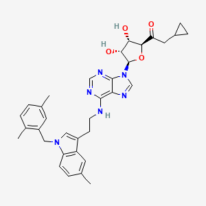 2-cyclopropyl-1-[(2S,3S,4R,5R)-5-[6-[2-[1-[(2,5-dimethylphenyl)methyl]-5-methylindol-3-yl]ethylamino]purin-9-yl]-3,4-dihydroxyoxolan-2-yl]ethanone