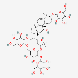 molecular formula C54H92O24 B10799799 2-[[3,4-dihydroxy-6-[2-hydroxy-6-[(9R,13R,14S)-11-hydroxy-4,4,9,13,14-pentamethyl-3-[3,4,5-trihydroxy-6-(hydroxymethyl)oxan-2-yl]oxy-2,3,7,8,10,11,12,15,16,17-decahydro-1H-cyclopenta[a]phenanthren-17-yl]-2-methylheptan-3-yl]oxy-5-[3,4,5-trihydroxy-6-(hydroxymethyl)oxan-2-yl]oxyoxan-2-yl]methoxy]-6-(hydroxymethyl)oxane-3,4,5-triol 