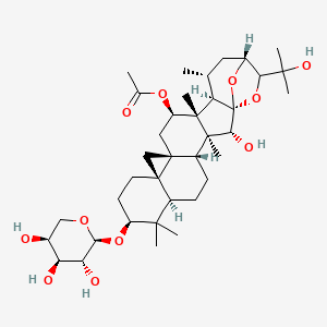 molecular formula C37H58O11 B10799800 [(1S,2R,3S,4R,7R,9S,12R,14R,16R,17R,18R,19R,21R)-2-hydroxy-22-(2-hydroxypropan-2-yl)-3,8,8,17,19-pentamethyl-9-[(2S,3R,4S,5S)-3,4,5-trihydroxyoxan-2-yl]oxy-23,24-dioxaheptacyclo[19.2.1.01,18.03,17.04,14.07,12.012,14]tetracosan-16-yl] acetate 