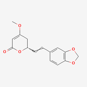 molecular formula C15H14O5 B10799815 (2R)-2-[2-(1,3-benzodioxol-5-yl)ethenyl]-4-methoxy-2,3-dihydropyran-6-one 