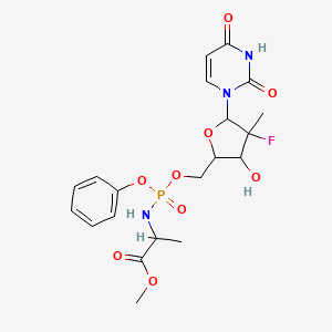 molecular formula C20H25FN3O9P B10799823 Methyl 2-[[[5-(2,4-dioxopyrimidin-1-yl)-4-fluoro-3-hydroxy-4-methyloxolan-2-yl]methoxy-phenoxyphosphoryl]amino]propanoate 