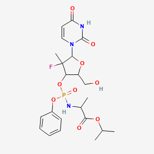 Propan-2-yl 2-[[[5-(2,4-dioxopyrimidin-1-yl)-4-fluoro-2-(hydroxymethyl)-4-methyloxolan-3-yl]oxy-phenoxyphosphoryl]amino]propanoate