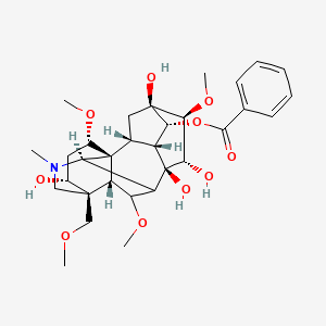 molecular formula C31H43NO10 B10799858 [(1S,2R,3R,4R,5R,6S,7S,8R,10R,13R,14R,16S,17S,18R)-5,7,8,14-tetrahydroxy-6,16,18-trimethoxy-13-(methoxymethyl)-11-methyl-11-azahexacyclo[7.7.2.12,5.01,10.03,8.013,17]nonadecan-4-yl] benzoate 