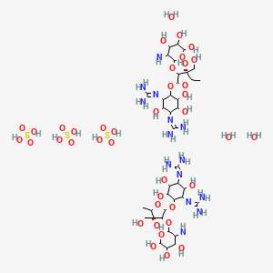 2-[3-(diaminomethylideneamino)-2,4,5-trihydroxy-6-[(4R)-4-hydroxy-4-(hydroxymethyl)-5-methyl-3-[4,5,6-trihydroxy-3-(methylamino)oxan-2-yl]oxyoxolan-2-yl]oxycyclohexyl]guanidine;sulfuric acid;trihydrate