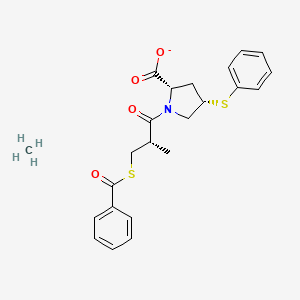 (2S,4S)-1-[(2S)-3-benzoylsulfanyl-2-methylpropanoyl]-4-phenylsulfanylpyrrolidine-2-carboxylate;methane