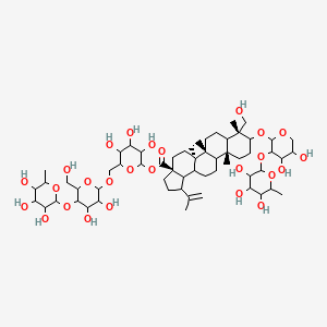 molecular formula C59H96O26 B10799924 [6-[[3,4-dihydroxy-6-(hydroxymethyl)-5-(3,4,5-trihydroxy-6-methyloxan-2-yl)oxyoxan-2-yl]oxymethyl]-3,4,5-trihydroxyoxan-2-yl] (3aS,5aR,5bR,8R,11aR)-9-[4,5-dihydroxy-3-(3,4,5-trihydroxy-6-methyloxan-2-yl)oxyoxan-2-yl]oxy-8-(hydroxymethyl)-5a,5b,8,11a-tetramethyl-1-prop-1-en-2-yl-1,2,3,4,5,6,7,7a,9,10,11,11b,12,13,13a,13b-hexadecahydrocyclopenta[a]chrysene-3a-carboxylate 